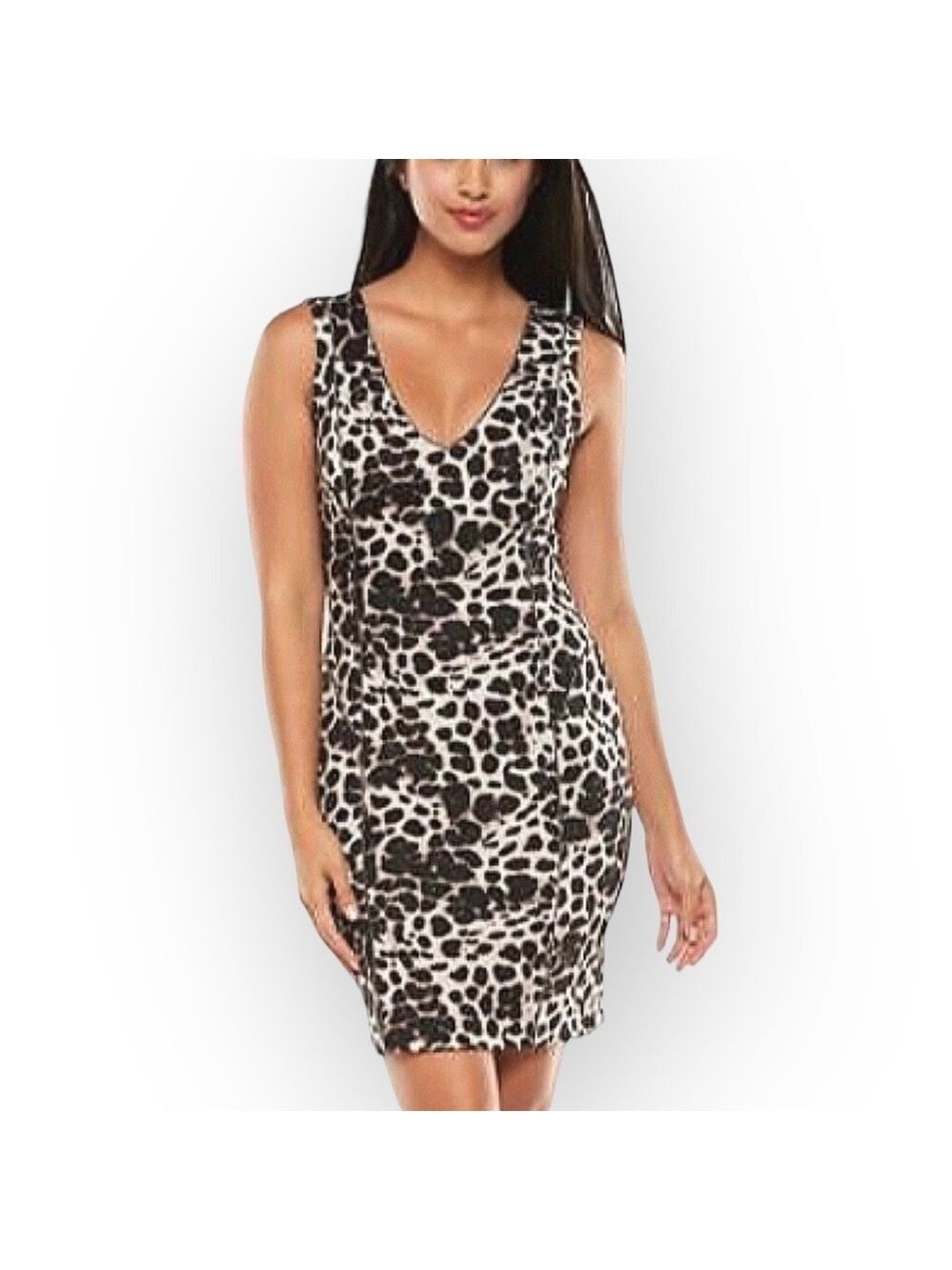 Jennifer Lopez Embellished Sheath Sleeveless Animal Print Dress